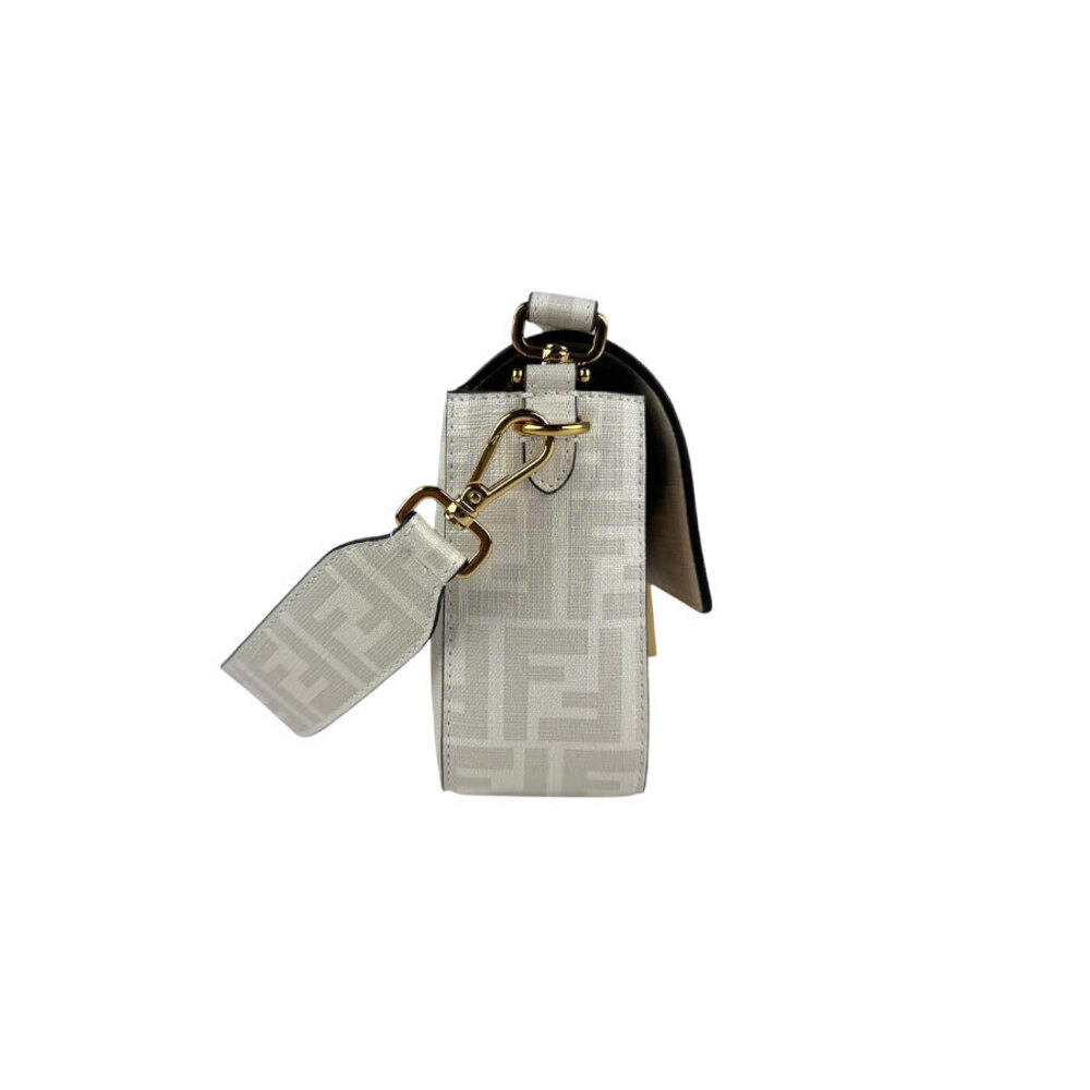 Fendi Zucca Baguette Leather Shoulder Bag White Multicolor - Picture 2 of 4